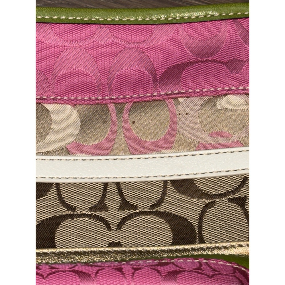 Coach Bleecker Daisy Patchwork Demi Bag F14725 Pink Green Striped Vintage Y2K - Picture 8 of 12